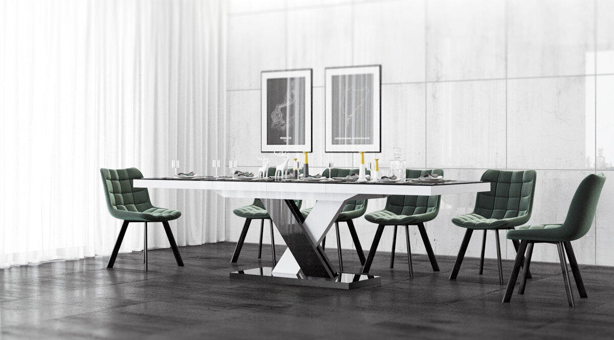 Bīdāmais galds Xenon Lux Bialy Polysk Bialy+Czarny Polysk cena un informācija | Virtuves galdi, ēdamgaldi | 220.lv