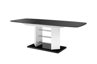 Раздвижной стол Linosa 3 Czarny Bialy Polysk цена и информация | Кухонные и обеденные столы | 220.lv