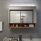 vidaXL vannasistabas skapītis ar spoguli un LED, 80x15x60cm, MDF cena un informācija | Vannas istabas skapīši | 220.lv