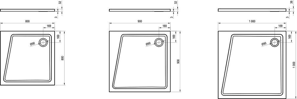 Apdares plāksne Perseus Pro, Ravak, izmērs: 90x90 цена и информация | Dušas paliktņi | 220.lv