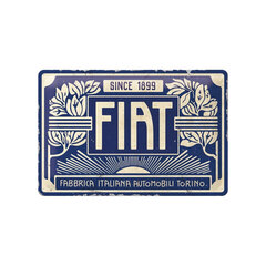 Metāla plāksne 20 x 30 cm, Fiat logo - kopš 1899. gada, zils cena un informācija | Interjera priekšmeti | 220.lv