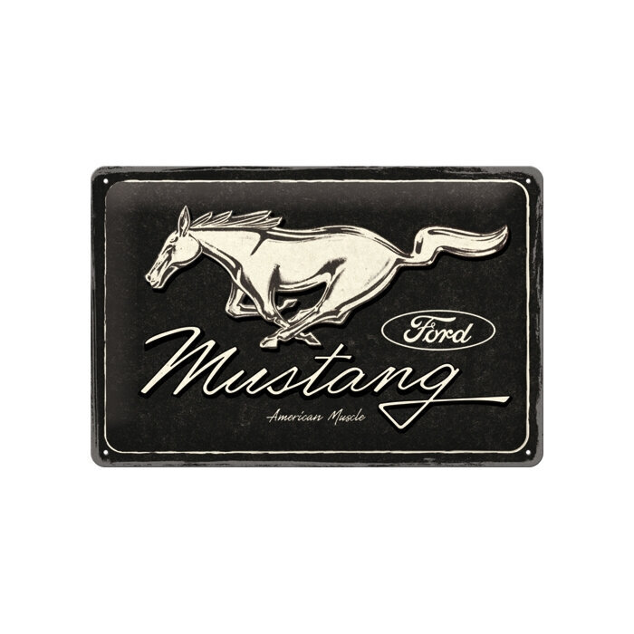 Metāla plāksne 20 x 30 cm / Ford Mustang - zirga logo, melns cena un informācija | Interjera priekšmeti | 220.lv