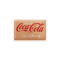 Metāla plāksne 20 x 30 cm, Coca Cola - Cardboard logo cena un informācija | Interjera priekšmeti | 220.lv