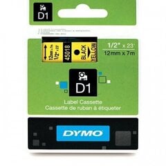 DYMO D1 Sloksne 12 mm x 7 m, melns uz dzeltena cena un informācija | Piederumi printerim | 220.lv