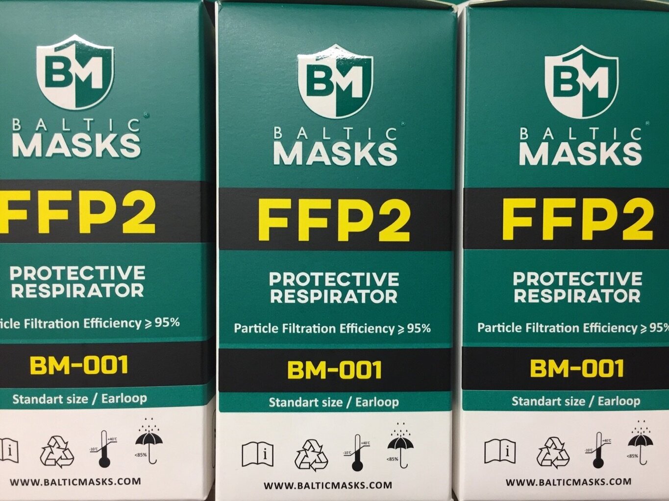FFP2 respiratori bez vārsta Baltic Masks (480gab.) BM-001 cena un informācija | Pirmā palīdzība | 220.lv