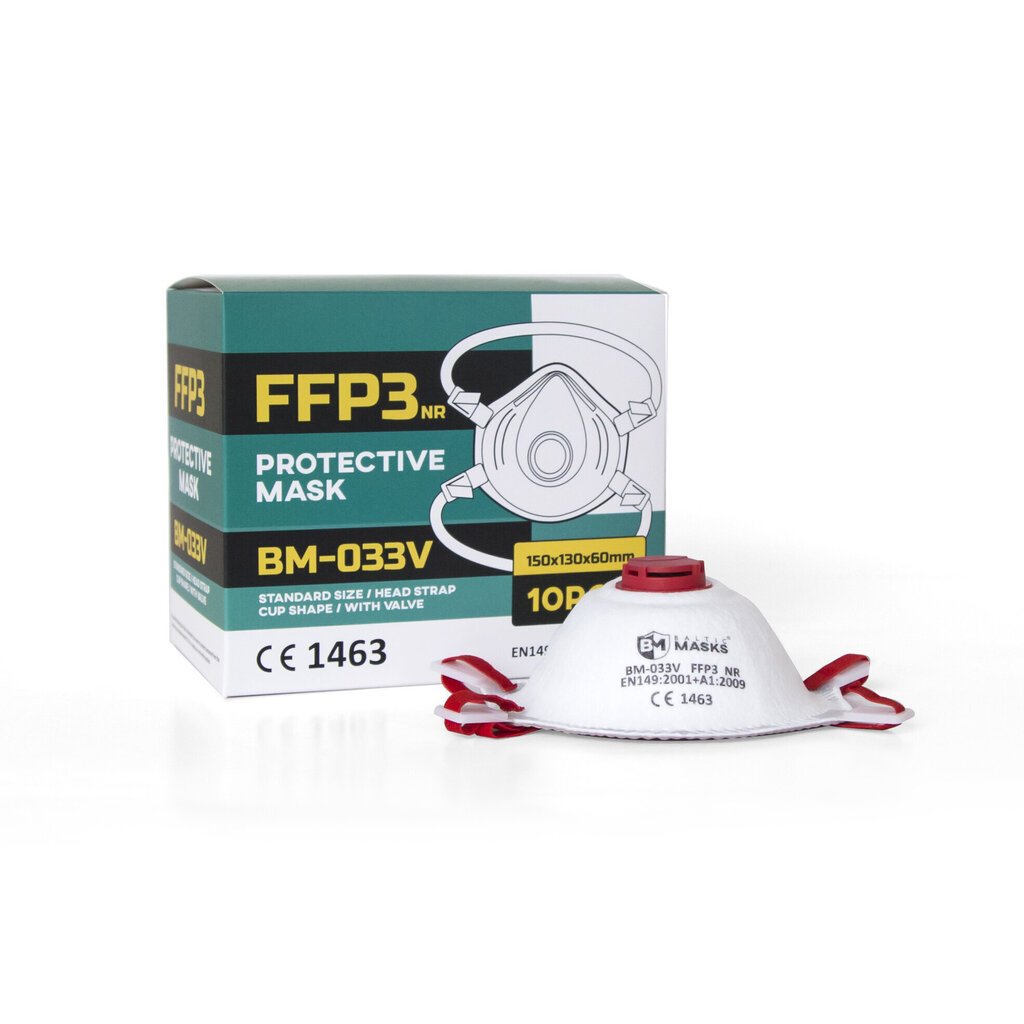 Respirators FFP3 ar vārstu Baltic Masks (10gab.) BM-033V cena un informācija | Pirmā palīdzība | 220.lv