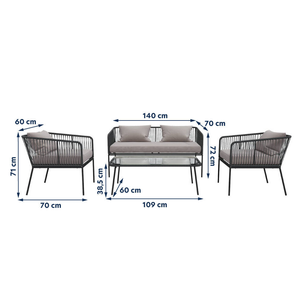 4-u daļu āra mēbeļu komplekts Selsey Kiprop, pelēks cena un informācija | Dārza mēbeļu komplekti | 220.lv