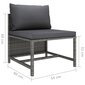 vidaXL Moduļu vidējais dīvāns ar spilveniem, pelēks, poliratans cena un informācija | Dārza krēsli | 220.lv