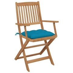 vidaXL Saliekami dārza krēsli ar spilveniem, 8 gab., akācija цена и информация | скамейка со столиком | 220.lv