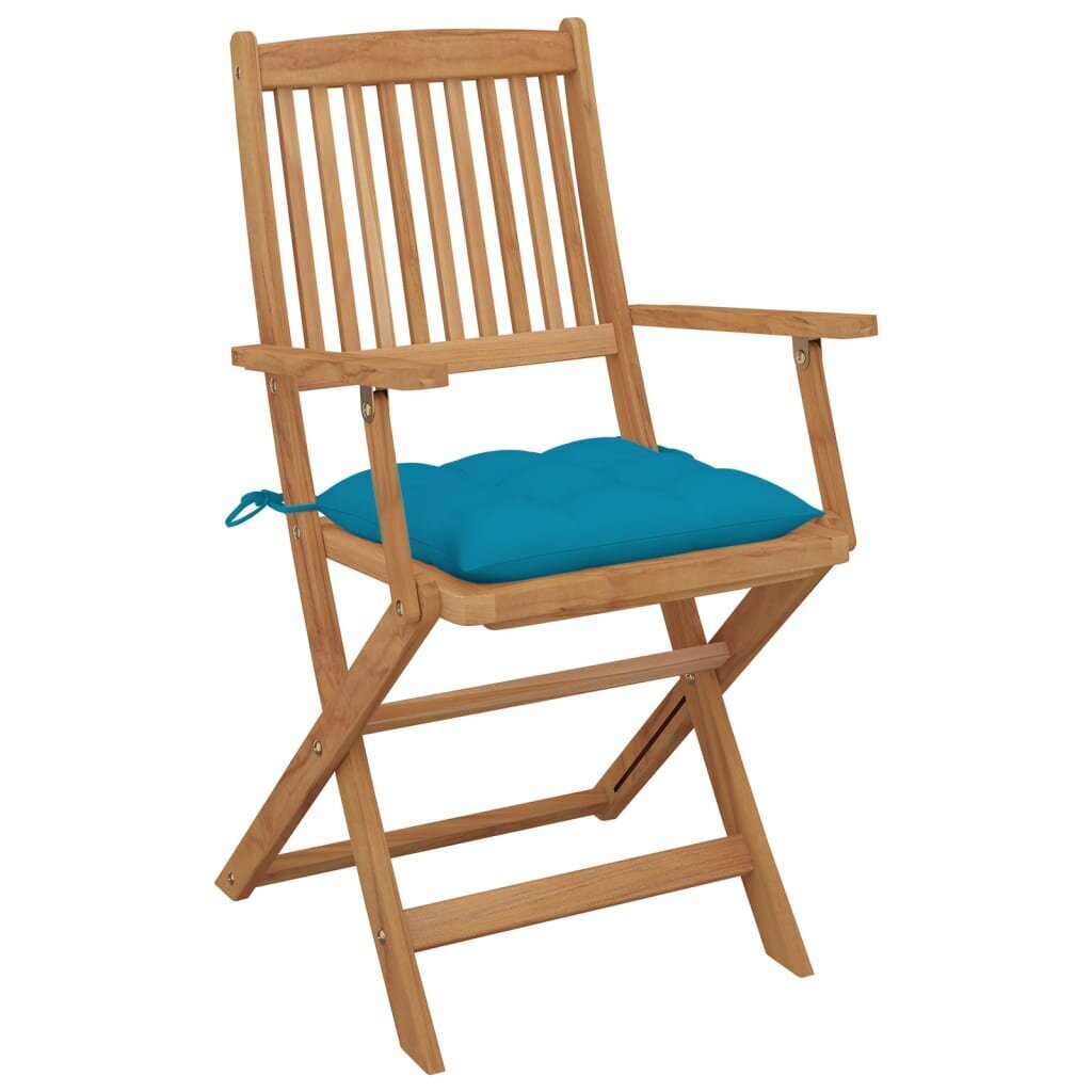 vidaXL Saliekami dārza krēsli ar spilveniem, 8 gab., akācija cena un informācija | Dārza krēsli | 220.lv