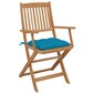 vidaXL Saliekami dārza krēsli ar spilveniem, 8 gab., akācija цена и информация | Dārza krēsli | 220.lv
