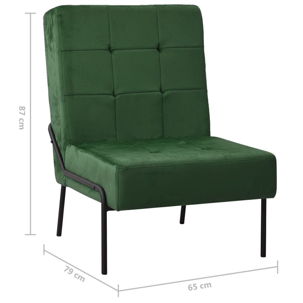 vidaXL Atpūtas krēsls, tumši zaļas krāsas, 65x79x87cm, samts cena un informācija | Atpūtas krēsli | 220.lv