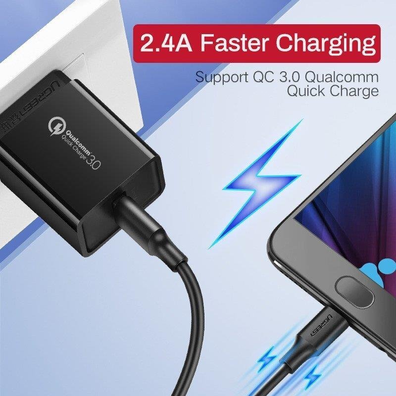 Ugreen USB - micro USB data charging cable2,4 A 480 Mbps 1,5 m black (US289 60137) cena un informācija | Kabeļi un vadi | 220.lv