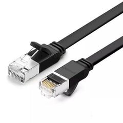 UGREEN NW101 Cat 6 UTP Flat Ethernet RJ45 Cable Pure Copper 10m (black) cena un informācija | Kabeļi un vadi | 220.lv