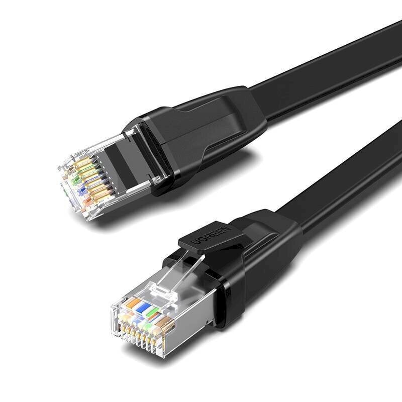 UGREEN NW134 Cat 8 U/FTP Flat Ethernet RJ45 Cable Pure Copper 2m (black) цена и информация | Kabeļi un vadi | 220.lv