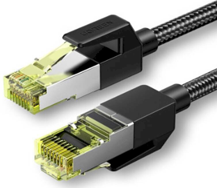 UGREEN NW150 Cat 7 F/FTP Braid Ethernet RJ45 Cable 0.5m (black) cena un informācija | Kabeļi un vadi | 220.lv