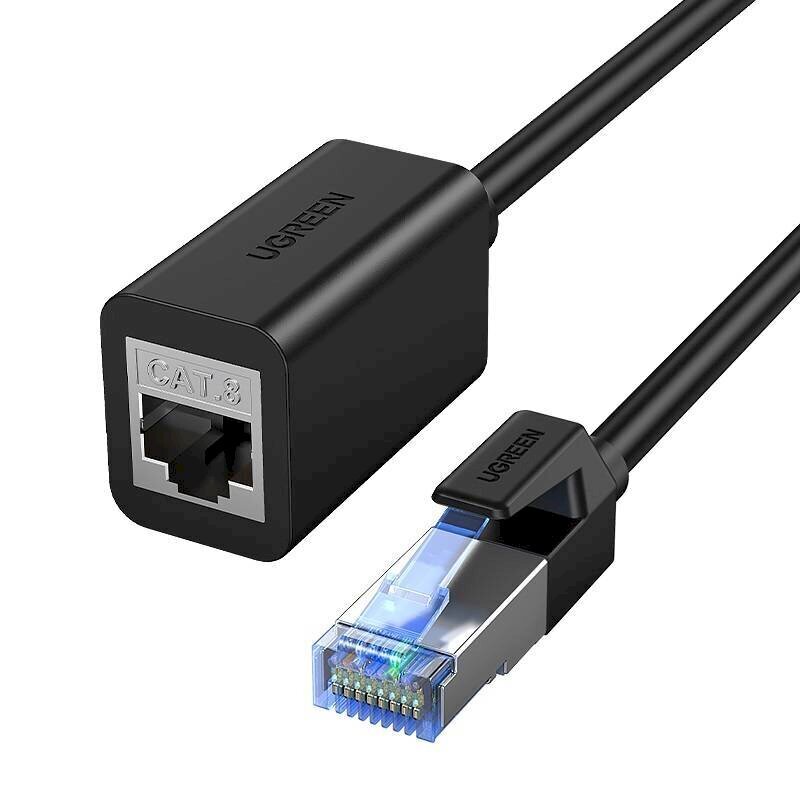 UGREEN NW192 Cat 8 S/FTP Ethernet RJ45 Extension Male/Female PatchCords 0.5m (black) cena un informācija | Kabeļi un vadi | 220.lv