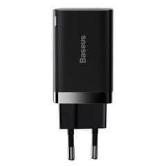 Быстрое зарядное устройство Baseus Super Si Pro USB + USB-C 30 Вт (черное) цена и информация | Зарядные устройства для телефонов | 220.lv