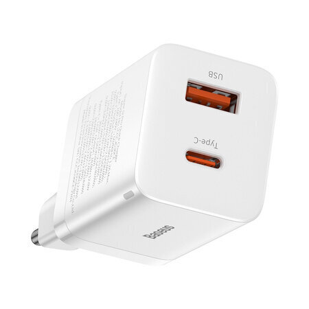 Baseus Super Si Pro Quick Charger USB + USB-C 30W (white) цена и информация | Lādētāji un adapteri | 220.lv