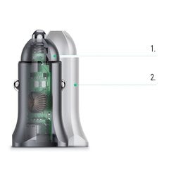 Ugreen USB Car Charger Type C / USB 24W Power Delivery Quick Charge gray (30780) cena un informācija | Lādētāji un adapteri | 220.lv