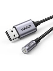 UGREEN CM477 Audio Adapter, USB to Mini Jack 3.5mm AUX (grey) цена и информация | Адаптеры и USB разветвители | 220.lv