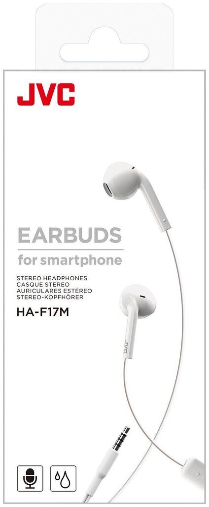 JVC HA-F17M Earbuds Stereo Austiņas ar Mic / IPX2 / Baltas цена и информация | Austiņas | 220.lv