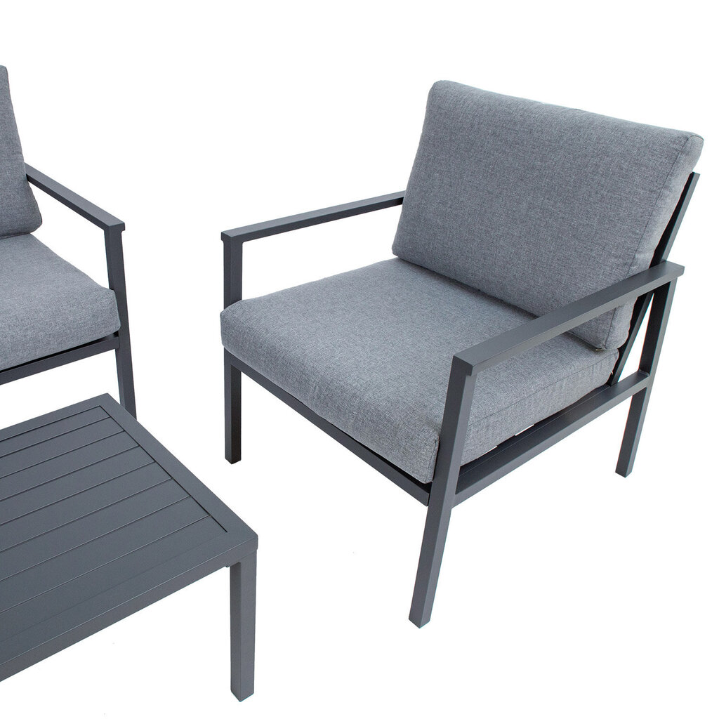Dārza mēbeļu komplekts ADRIO galds, dīvāns un 2 krēsli, tumši pelēks цена и информация | Dārza mēbeļu komplekti | 220.lv