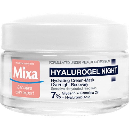 Intensīvi mitrinošs nakts krēms-maska Mixa Hyalurogel Hydrating Cream-Mask Overnight Recovery 50 ml cena un informācija | Sejas krēmi | 220.lv
