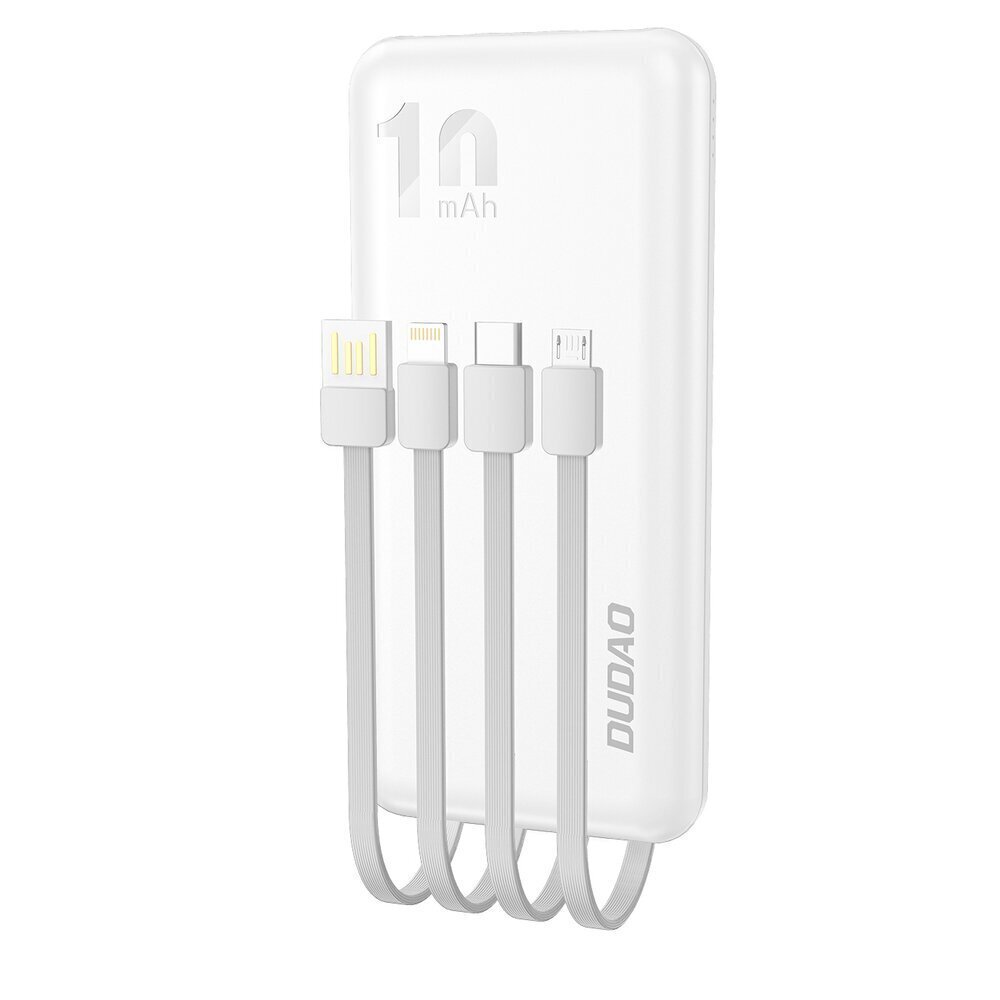 Dudao K6Pro Universal 10000mAh Power Bank with USB Cable, USB Type C, Lightning white (K6Pro-white) cena un informācija | Lādētāji-akumulatori (Power bank) | 220.lv