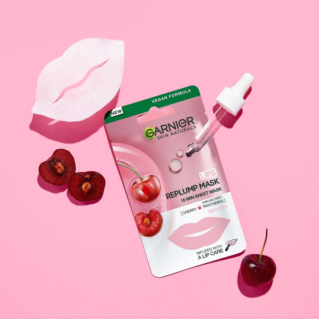 Garnier Skin Naturals tvirtumu piešķiroša lūpu maska ar ķiršu ekstraktu 5 g цена и информация | Sejas maskas, acu maskas | 220.lv