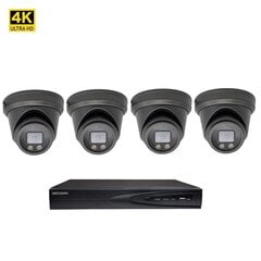 8 MP pilnkrāsu videokamera - 8 MP Dome VAI2385HKB + komplekts, Hikvision NVR 7604 cena un informācija | Novērošanas kameras | 220.lv
