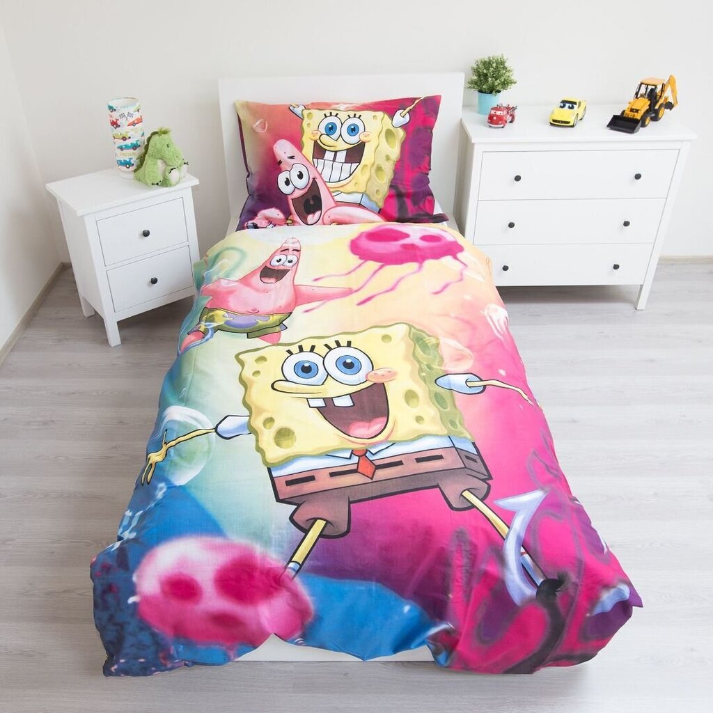 Gultas veļas komplekts Sponge Bob 140 x 200 cm + spilvendrāna 70 x 90 cm cena un informācija | Bērnu gultas veļa | 220.lv