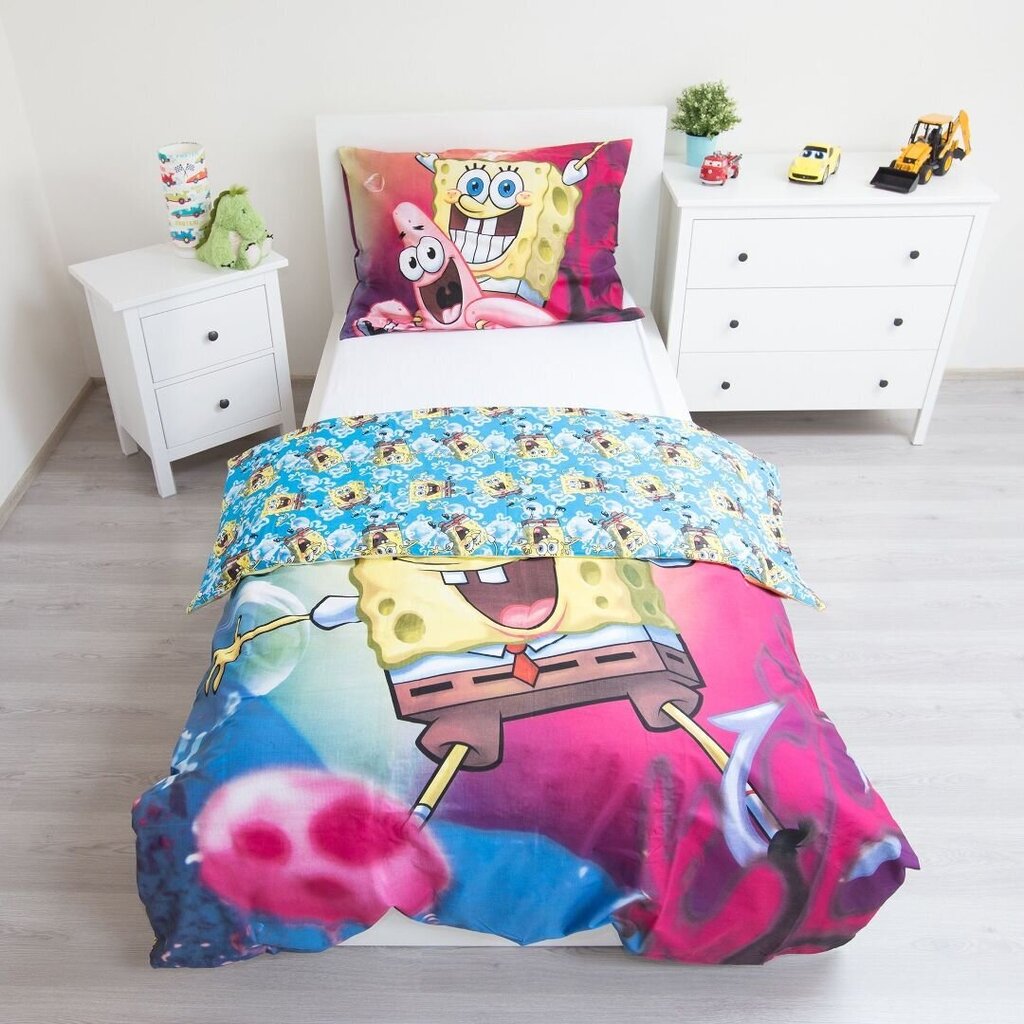 Gultas veļas komplekts Sponge Bob 140 x 200 cm + spilvendrāna 70 x 90 cm cena un informācija | Bērnu gultas veļa | 220.lv