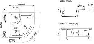 Dušas paliktnis Sabina, Ravak, izmērs: 80x80 цена и информация | Душевые поддоны | 220.lv