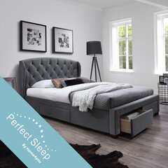 Кровать Louis с 4-ящиками, с матрасом HARMONY DELUX 160 x 200 см, серый цена и информация | Офисные кресла | 220.lv