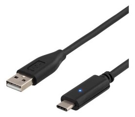 Deltaco USBC-1004-K, USB-C/USB-A, 1 m cena un informācija | Savienotājkabeļi | 220.lv