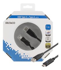 Deltaco USBC-1004-K, USB-C/USB-A, 1 m cena un informācija | Savienotājkabeļi | 220.lv