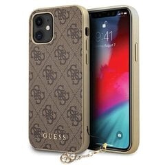 GUHCP12SGF4GBR Guess 4G Charms Cover, paredzēts iPhone 12 mini 5.4 Brown cena un informācija | Telefonu vāciņi, maciņi | 220.lv