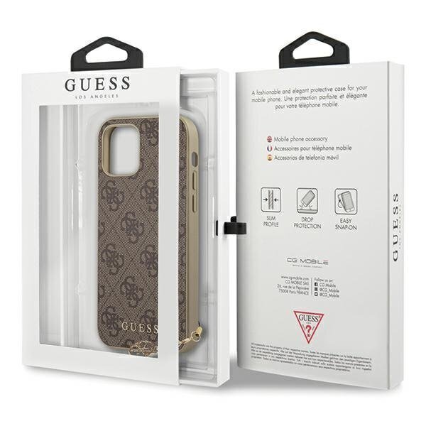 GUHCP12SGF4GBR Guess 4G Charms Cover, paredzēts iPhone 12 mini 5.4 Brown cena un informācija | Telefonu vāciņi, maciņi | 220.lv