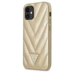 GUHCP12SPUVQTMLBE Guess V Quilted Cover, paredzēts iPhone 12 mini 5.4 Gold cena un informācija | Telefonu vāciņi, maciņi | 220.lv