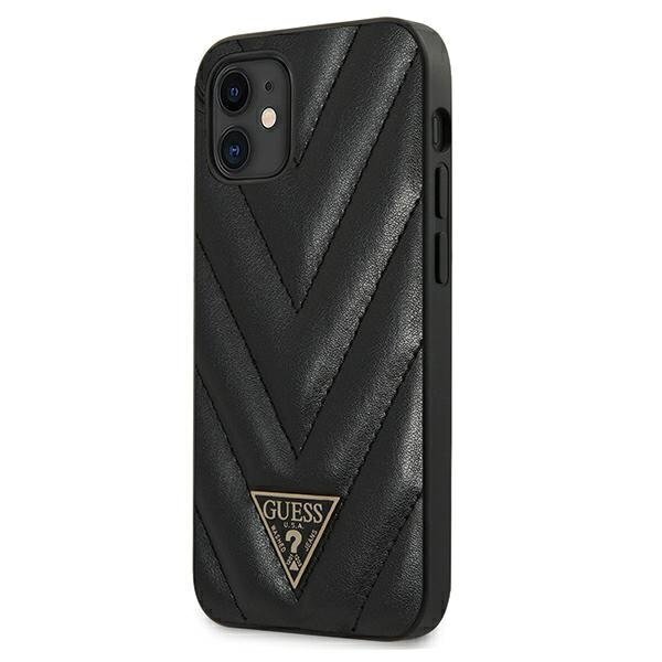 GUHCP12SPUVQTMLBK Guess V Quilted Cover, paredzēts iPhone 12 mini 5.4 Black cena un informācija | Telefonu vāciņi, maciņi | 220.lv