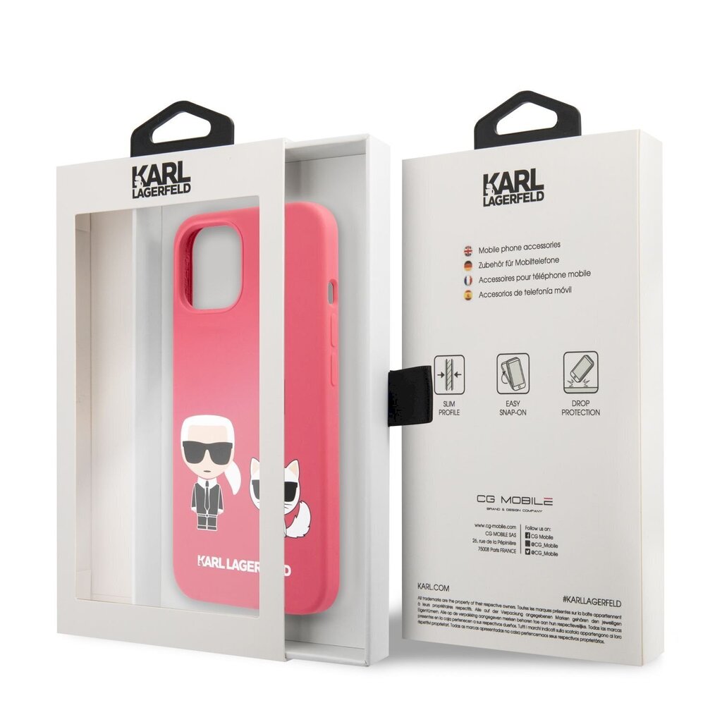KLHCP13SSSKCP Karl Lagerfeld and Choupette Liquid Silicone Case, paredzēts iPhone 13 mini Red cena un informācija | Telefonu vāciņi, maciņi | 220.lv