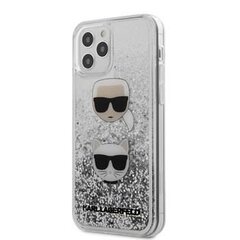 KLHCP12LKCGLSL Karl Lagerfeld Liquid Glitter 2 Heads Cover, paredzēts iPhone 12 Pro Max 6.7 Silver cena un informācija | Telefonu vāciņi, maciņi | 220.lv