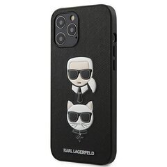 Чехол Karl Lagerfeld Saffiano K&C Heads Cover для iPhone 12 Pro Max 6.7, черный KLHCP12LSAKICKCBK  цена и информация | Чехлы для телефонов | 220.lv
