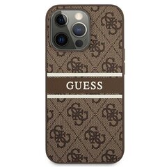 GUHCP13X4GDBR Guess PU 4G Printed Stripe Case, paredzēts iPhone 13 Pro Max Brown cena un informācija | Telefonu vāciņi, maciņi | 220.lv