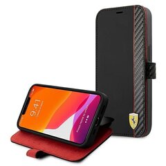 FESAXFLBKP13MBK Ferrari Smooth and Carbon Effect Book Case, paredzēts iPhone 13 Black cena un informācija | Telefonu vāciņi, maciņi | 220.lv