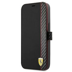 FESAXFLBKP13MBK Ferrari Smooth and Carbon Effect Book Case, paredzēts iPhone 13 Black cena un informācija | Telefonu vāciņi, maciņi | 220.lv