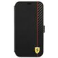 FESAXFLBKP13MBK Ferrari Smooth and Carbon Effect Book Case, paredzēts iPhone 13 Black cena un informācija | Telefonu vāciņi, maciņi | 220.lv