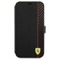 FESAXFLBKP13SBK Ferrari Smooth and Carbon Effect Book Case, paredzēts iPhone 13 Mini Black цена и информация | Telefonu vāciņi, maciņi | 220.lv