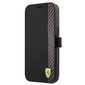 FESAXFLBKP13SBK Ferrari Smooth and Carbon Effect Book Case, paredzēts iPhone 13 Mini Black cena un informācija | Telefonu vāciņi, maciņi | 220.lv